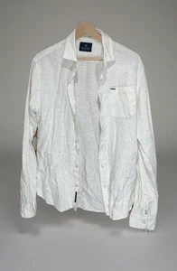 Scotch & Soda Men's Dotted Linen Long Sleeve Shirt White Size Large - Picture 1 of 8