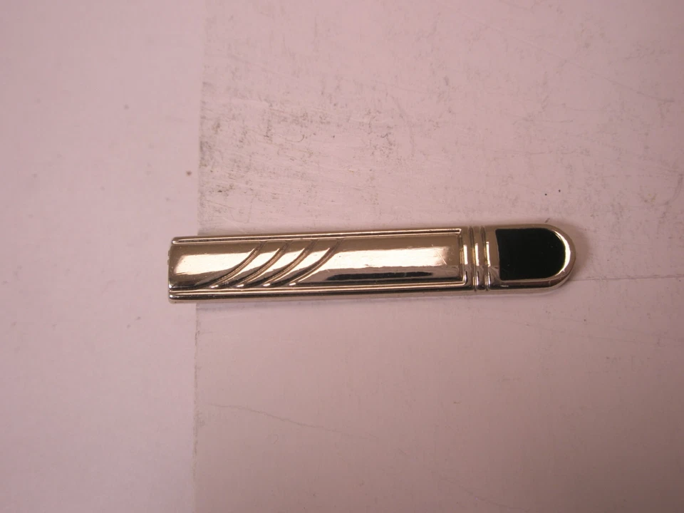 1-1/4" Thin Design Black & Silver Tone Vintage SMALL Tie Bar Clip simple - Image 1 of 4