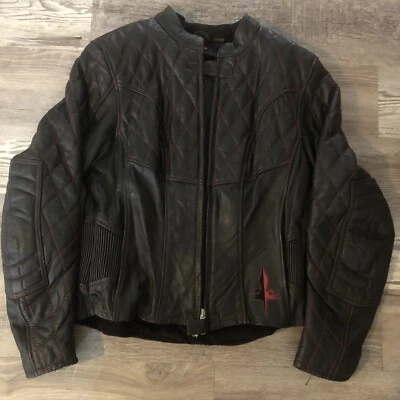 Firstgear Womens Motorcycle Riding Leather Jacket Red Stitch Saints Design Quilt - Image 1 of 4