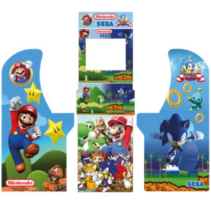 Arcade 1UP graphics / artwork full cabinet - Mario Vs Sonic Nintendo & SEGA - Picture 1 of 1