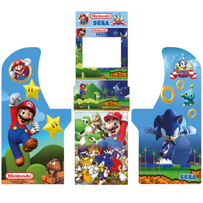 Armadio completo grafico/artwork arcade 1UP - Mario vs Sonic per Nintendo & SEGA