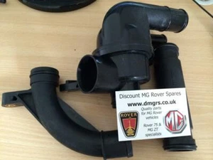 MG Rover KV6 Thermostat Kit 45 75 ZS ZT PEM101050 Inc Pipes and Clips NEW OEM-Q - Picture 1 of 2