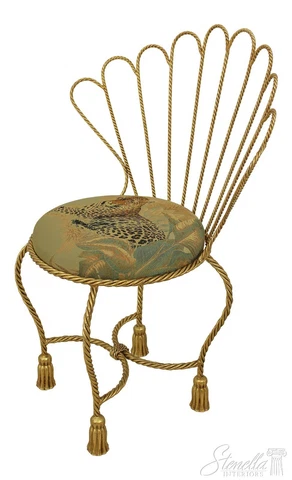 59598EC: Gold Finish Italian Rope Twist Vanity Chair Cover