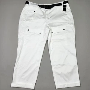 $195 Lauren Ralph Lauren Belted Sateen Cargo Pant Hiking Cuffed Lightweight 18W - Picture 1 of 14