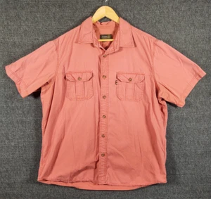 EDDIE BAUER Shirt Mens XL 100% Cotton Salmon Pink Short Sleeve Collared - Picture 1 of 7