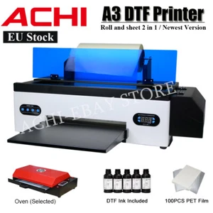 ACHI Epson1390 A3 DTF Roll & Sheet 2 in 1 Printer Direct to Film For T-shirt EU - Picture 1 of 13