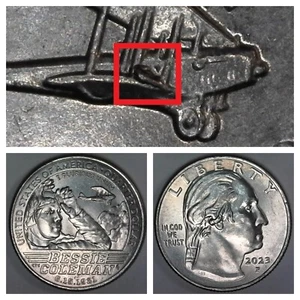 2023-P Bessie Coleman Die Chip on Airplane Error/Variety Quarter Circ Plane - Bild 1 von 4