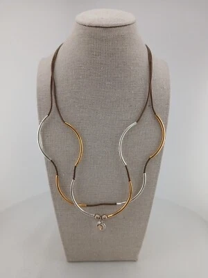 LIZZY JAMES коричневый кожаный шнур серебро/золотистый кристалл подвеска браслет/ожерелье - Изображение 1 из 4