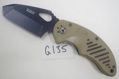 Tan Black 5.11 Tactical LDE Tanto Folder Knife BladeTech Mike Vellekamp Design - Image 1 of 4