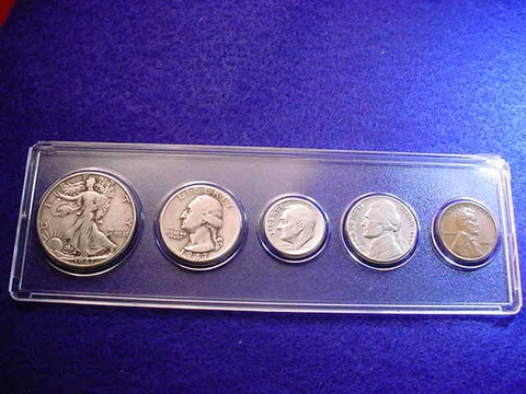 1947-D  5 COIN DENVER MINT SET GREAT COINS 90% SILVER!    #4 Cover