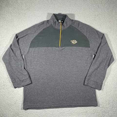 Nashville Predators Sweatshirt Mens Large Gray Quarter Zip Sweater NHL Hockey Cover