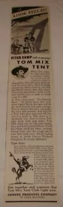 1935 Canvas Products Company Anzeige ~ TOM MIX ZELT - Bild 1 von 1