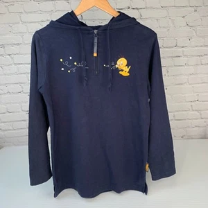 Vintage Looney Tunes Hoodie Women Medium Tweety Bird Sweatshirt Zip 2001 Core - Picture 1 of 7