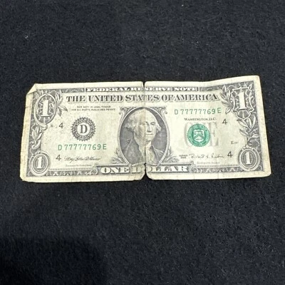1995 A $1 Dollar  Note (6 of a Kind) Fancy Serial Number D77777769E 69 (nice) - Image 1 of 4