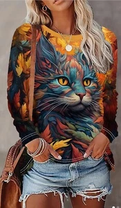 Cat shirt , Artistic, Colorful, Polyester, Lightweight, Sexy - Picture 1 of 3