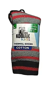 KODIAK Calze Termiche Bambini Ragazzi Confezione 2 Paia NUOVE Taglia Media 10 - 2,5 Nero/Grigio - Foto 1 di 2