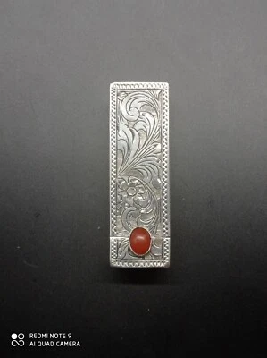 Ancien tube étui à Rouge à Lèvres et miroir en Argent Massif  poinçonné . - Photo 1/4