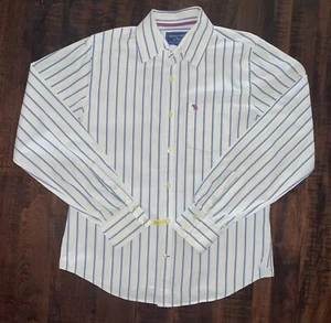 Abercrombie & Fitch Herren XL LS weiß & blau Knopfleiste Kleid Shirt EUC - Bild 1 von 7