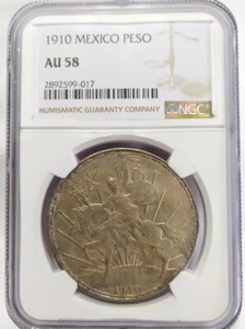 1910 MEXICO 1 PESO CABALLITO NGC 58 - Picture 1 of 10