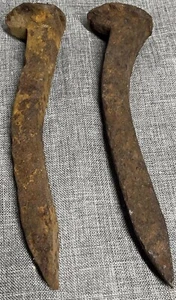 A Set Of Rare Antique Long Railroad Spikes Rust Covered & Worn - Picture 1 of 2