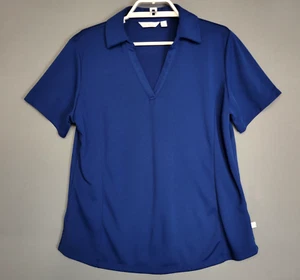 Camiseta polo de golf Lady Hagen para mujer L azul cuello en V mangas cortas estiradas - Imagen 1 de 13