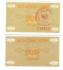 Bosnia _ 200 Dinara 1992 UNC Pick 48c - Stamp “Vitez" Lemberg-Zp - Picture 1 of 1