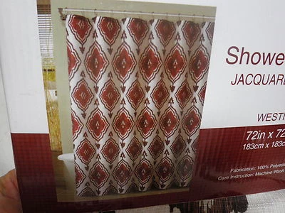 Nueva Cortina de Ducha Victoria Classics WESTIN Jacquard Estampado Rojo/Chocolate 72x72 Foto 1 de 4