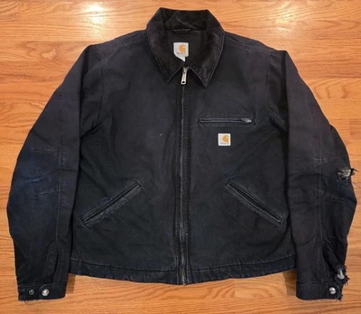 Carhartt Blanket Lined Detroit Jacket Size L Black Used 103828 BLK w/ Holes - Image 1 of 4