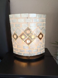 Tischlampe, Tischleuchte Muschelplättchen, vermutlich handgemacht  - Bild 1 von 3