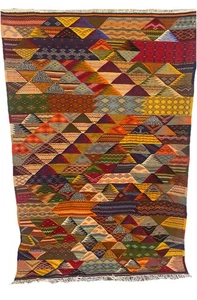 Tappeto kilim berbero marocchino tappeto Picasso fatto a mano Taznakht tribale 8ft2’’ X 5ft6 - Foto 1 di 14