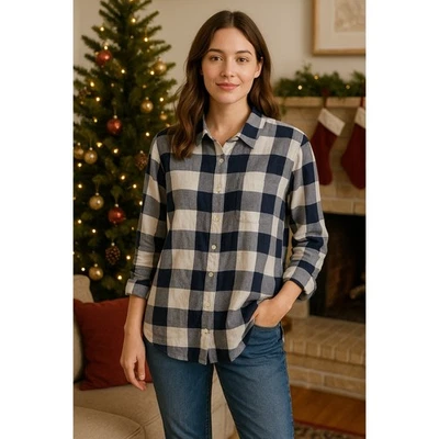 Топ из льняной смеси мягкое окружение S коттеджкор прибрежное зимнее наслоение для путешествий - Изображение 1 из 4