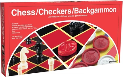 Chess / Checkers / Backgammon - 3 Games in One with Full Size Staunton Chess Pie - Image 1 of 4