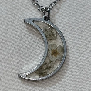 Mond Garten Halskette Halbmond Mond Harz Anhänger mit gelben Blumen niedlich - Bild 1 von 24