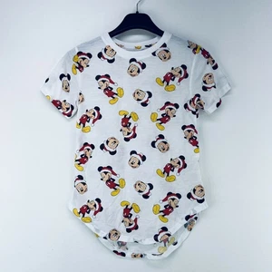 Mickey Mouse Junior's XS T Shirt Santa Hat Christmas White Holiday Disney NWT - Picture 1 of 6