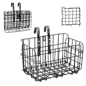 Front/Rear Bike Basket, Adjustable Foldable Metal Wire Bicycle Baskets for Bi... - Picture 1 of 7