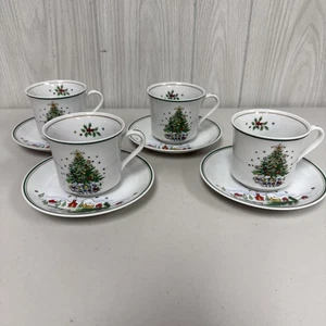 NIB Vintage Salem "Christmas Eve" Cup & Saucer Set Service 4 New Old Stock - Picture 1 of 19