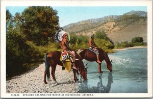 Vintage ARIZONA Indianer Postkarte "Apachen bei Rio Navaho" FRED HARVEY #H-2240 - Bild 1 von 2