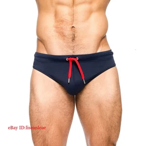 Men's Solid Color Sexy Triangle Swimming Pants Swimwear Beach Trunk Briefs - Picture 1 of 18