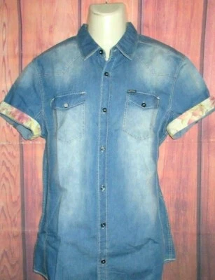 MENS BUFFALO DAVID BITTON BLUE LIGHT DENIM SHIRT SIZE M - Image 1 of 3