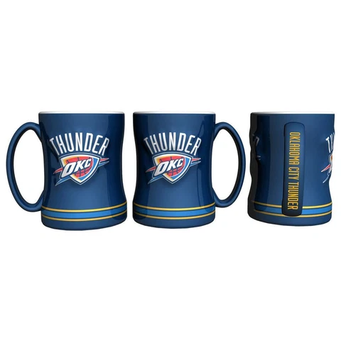 Oklahoma City Thunder Coffee Mug - 14oz Sculpted [NEW] NBA Tea Microwave Cup Cover