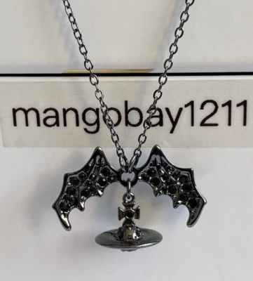 Vivienne Westwood Black Bat Crystal Orb Pendant Necklace - Image 1 of 3