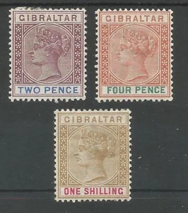 GIBRALTAR SG41,43 & 45 THE 1898 QV 2d,4d & 1/- MOUNTED MINT CAT £89 - Picture 1 of 2