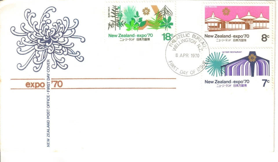 1970 FDC New Zealand Expo Set of 3 postmarked First Day of Issue 8th April  1970 - Image 1 of 1