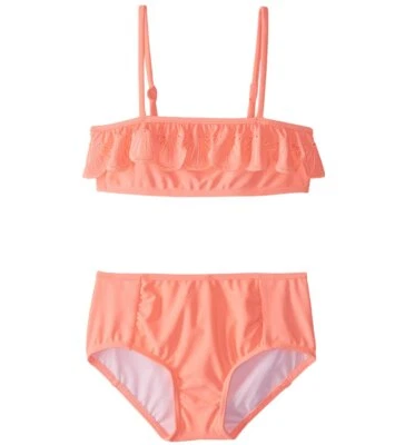 Seafolly Girls Little Sweet Summer Frill Mini Tube Bikini Set sz 4 Coral - Image 1 of 3