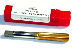 1pc) 7/16-20 H5 THREAD ROLL FORM BOTTOM TAP TIN COATED TITAN USA TT92904 TT128 - Picture 1 of 4