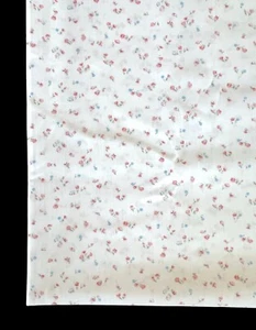 Vintage White Cotton Fabric w/ Small Pink & Blue Flowers 2.5 yds 92 x 44 - Picture 1 of 4