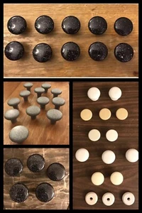 45 Knobs Plastic Round Gray Black White Pull Drawer Cabinet Vintage Mixed Lot   - Picture 1 of 9