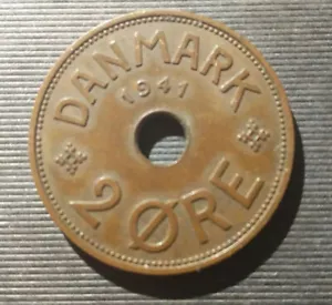 More details for n284 rare london-minted faeroe islands wartime 1941 bronze 2 ore coin  