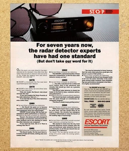 Escort Radar Warning Receiver Detector - Vtg Print Ad Ephemera Art 1985 - Picture 1 of 3