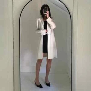 Max Studio Vintage 90s Longline Blazer Jacket Size 9/10 White - Picture 1 of 11
